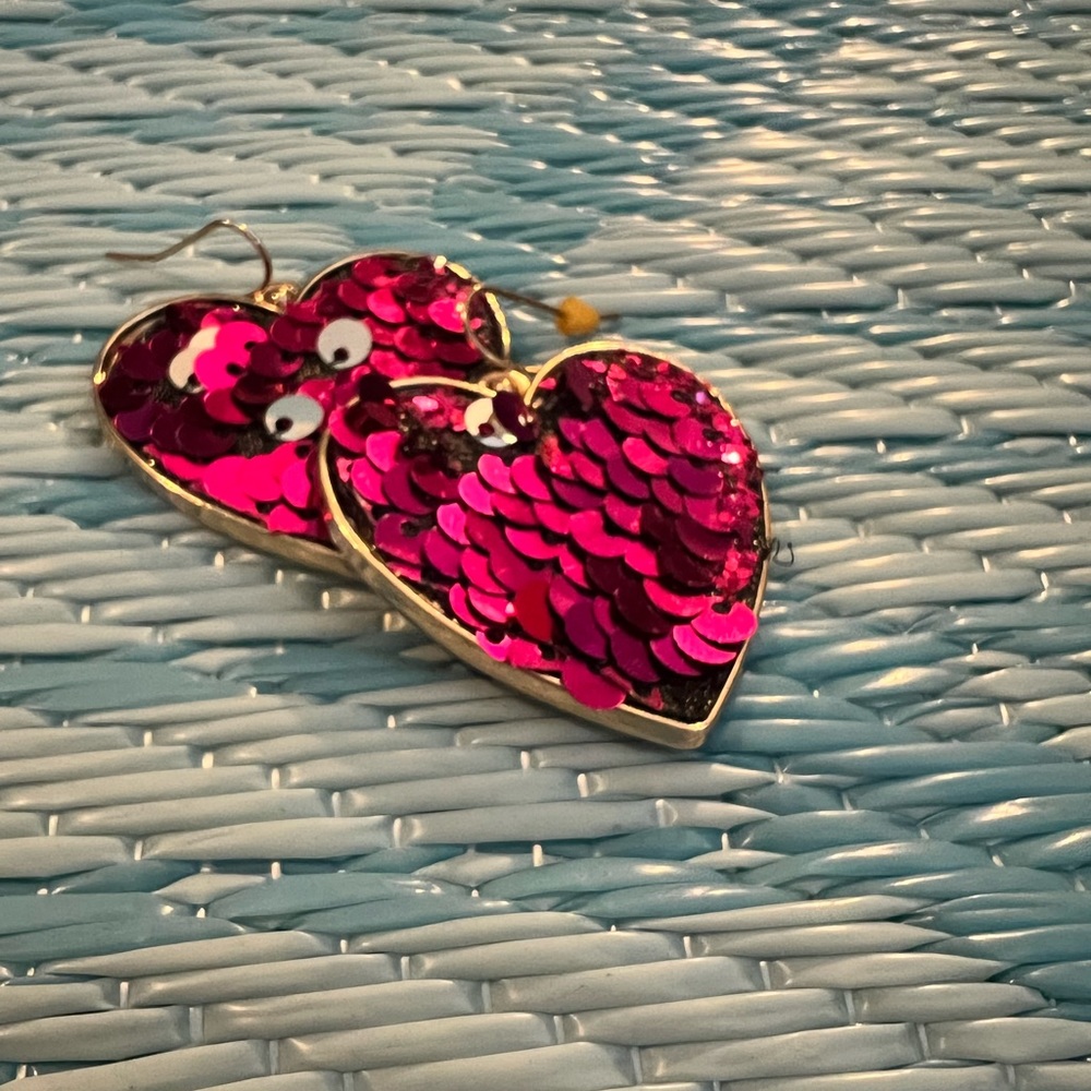 Hot pink heart shaped earrings